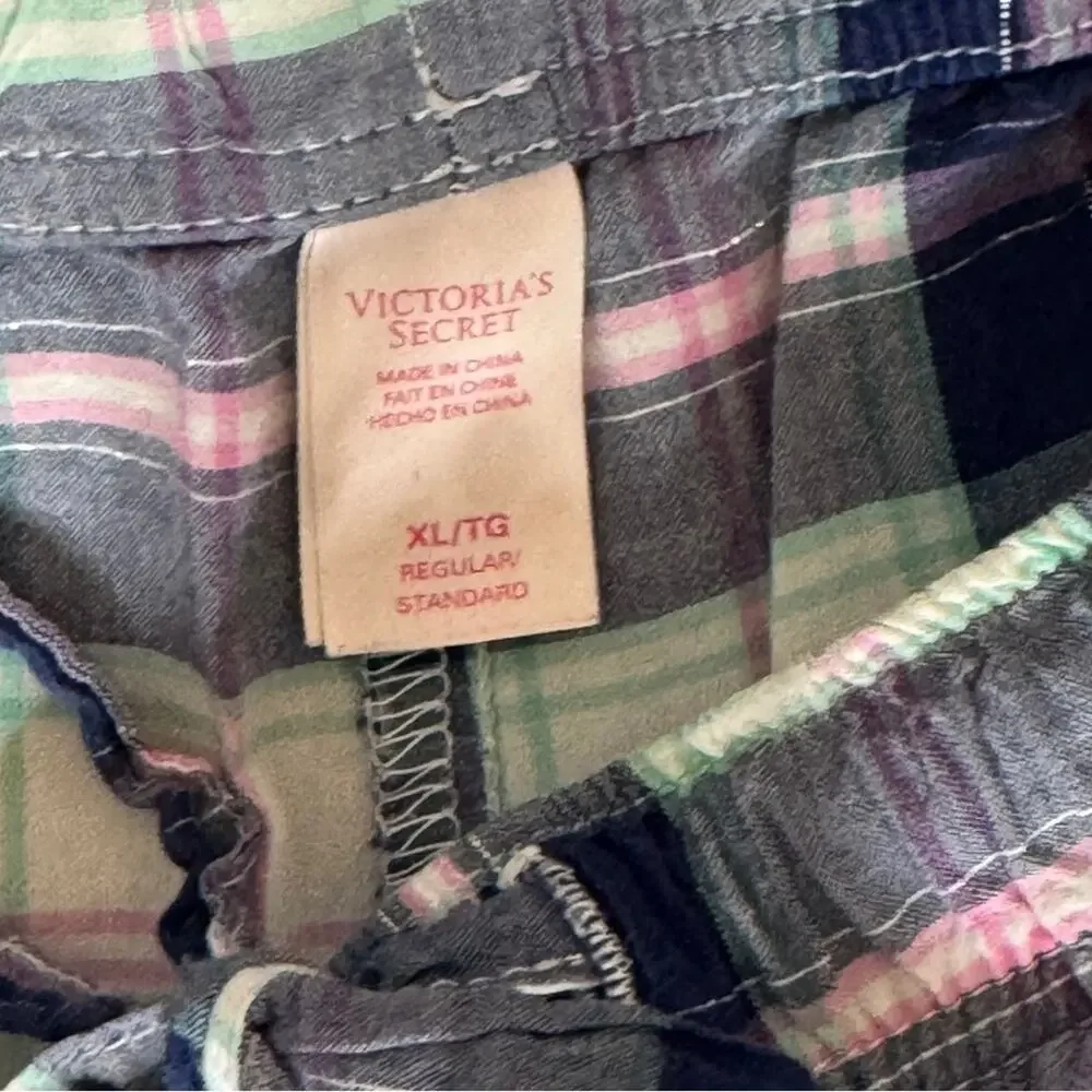 Victoria’s Secret Angels Plaid Pajama Set Blue Pink Size XL